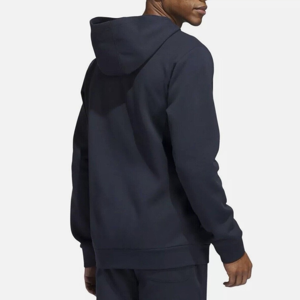 Adidas Sweatshirt Navy Blue Hoodie Chest Zipper Pocket Large - Picture 2 of 7